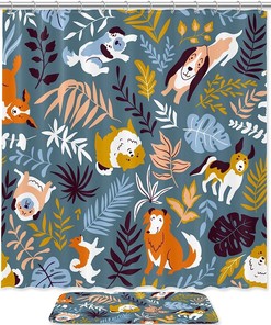 Dog Pattern Unique Bathroom Shower Curtain For Dog Lovers 