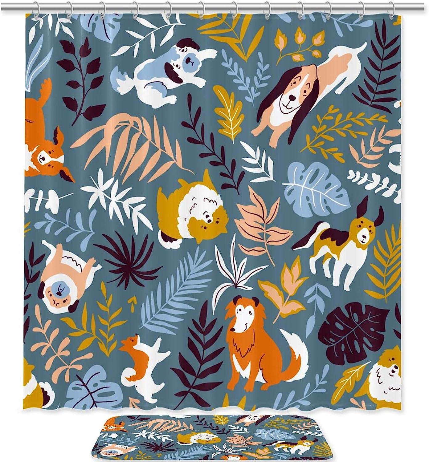 Dog Pattern Unique Bathroom Shower Curtain For Dog Lovers