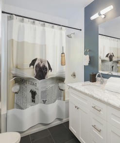 Dog Reading Newspaper Funny Shower Curtain, Bathroom Decor With Cute Gift For Dog Lovers