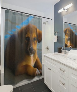 Dog Shower Curtain, Giovanni Deluca Print - Cute Bathroom Decor