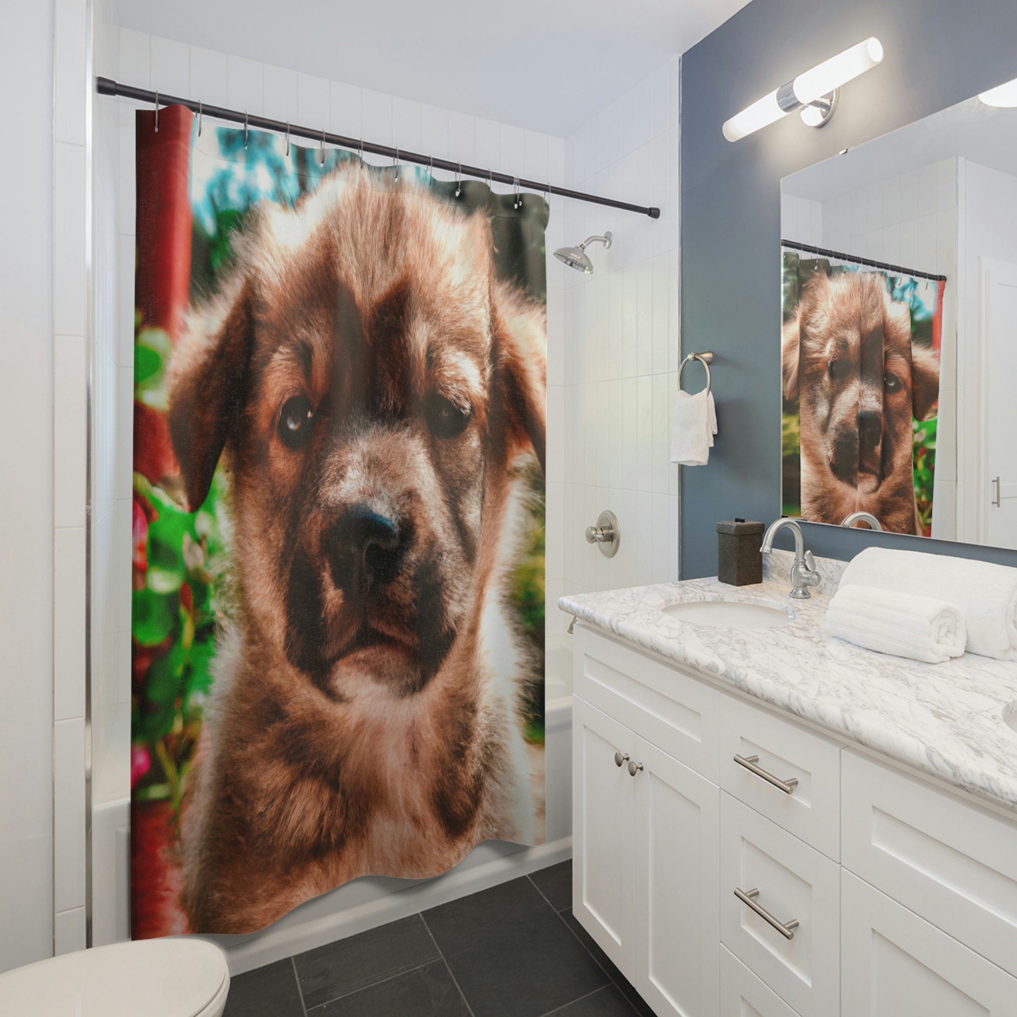 Dog Shower Curtain, Giovanni Frescobaldi Print - Cute Bathroom Decor