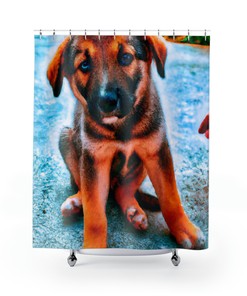 Dog Shower Curtain With Art Print By Francesca Lombardo For A Lovely And Colorful Bathroom Decor