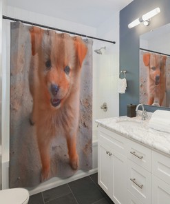 Dog Shower Curtain With Artistic Design By Filippo Guerriero For Home Bathroom Decoration