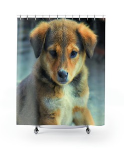 Dog Shower Curtain With Watercolor Art By Francesca D'Amico For Unique And Beautiful Bathroom Decor