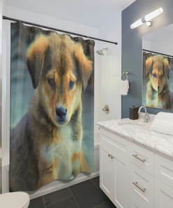 Dog Shower Curtain With Watercolor Art By Francesca D'Amico For Unique And Beautiful Bathroom Decor