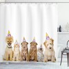Dogs Cats At A Party Print Birthday Shower Curtain For Bathroom - Waterproof Fabric