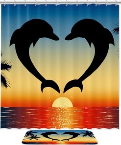 Dolphin Animal Bathroom Shower Curtain for Marine Life Enthusiasts
