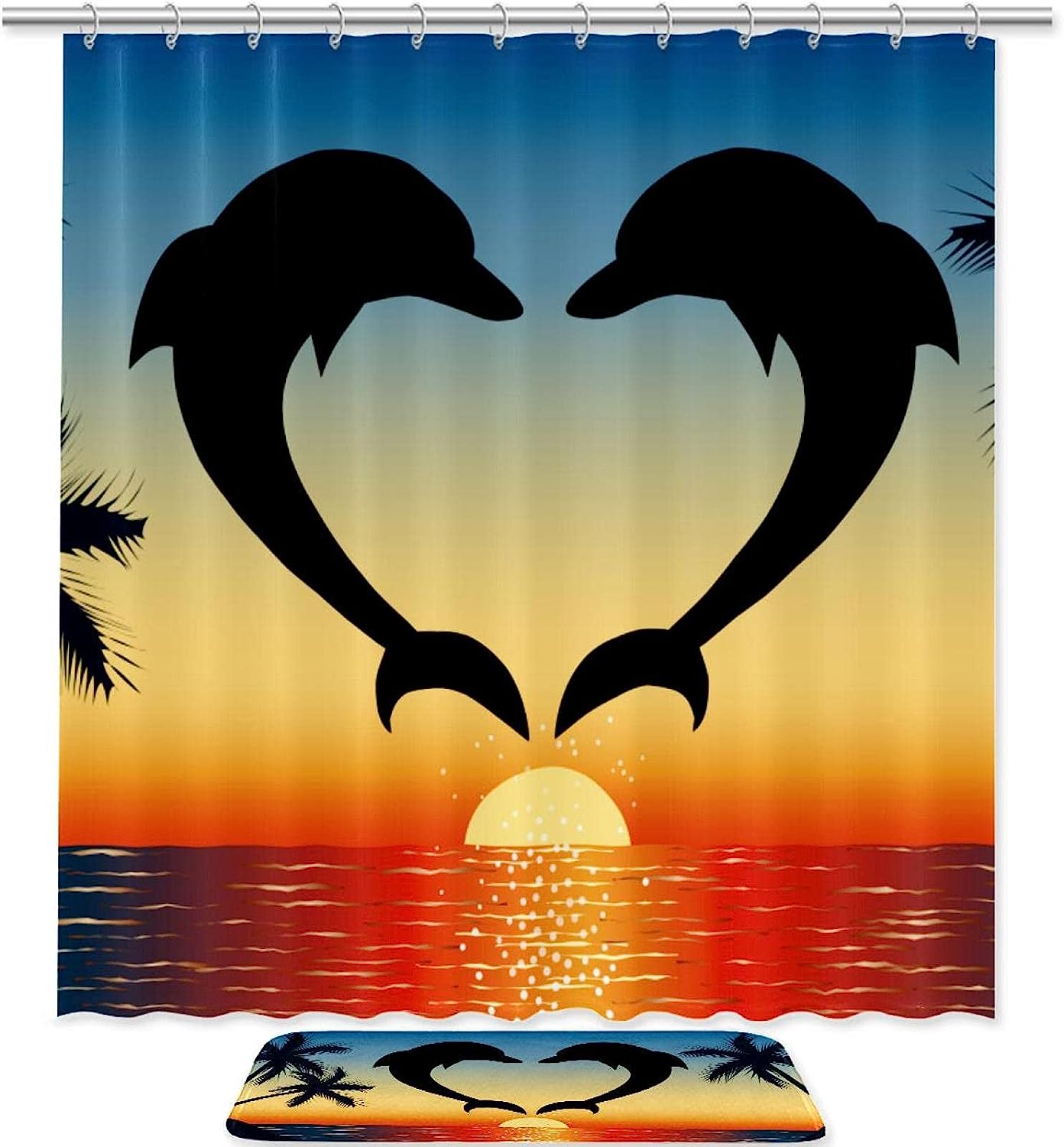 Dolphin Animal Bathroom Shower Curtain for Marine Life Enthusiasts