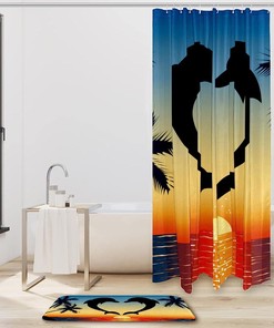 Dolphin Animal Bathroom Shower Curtain for Marine Life Enthusiasts