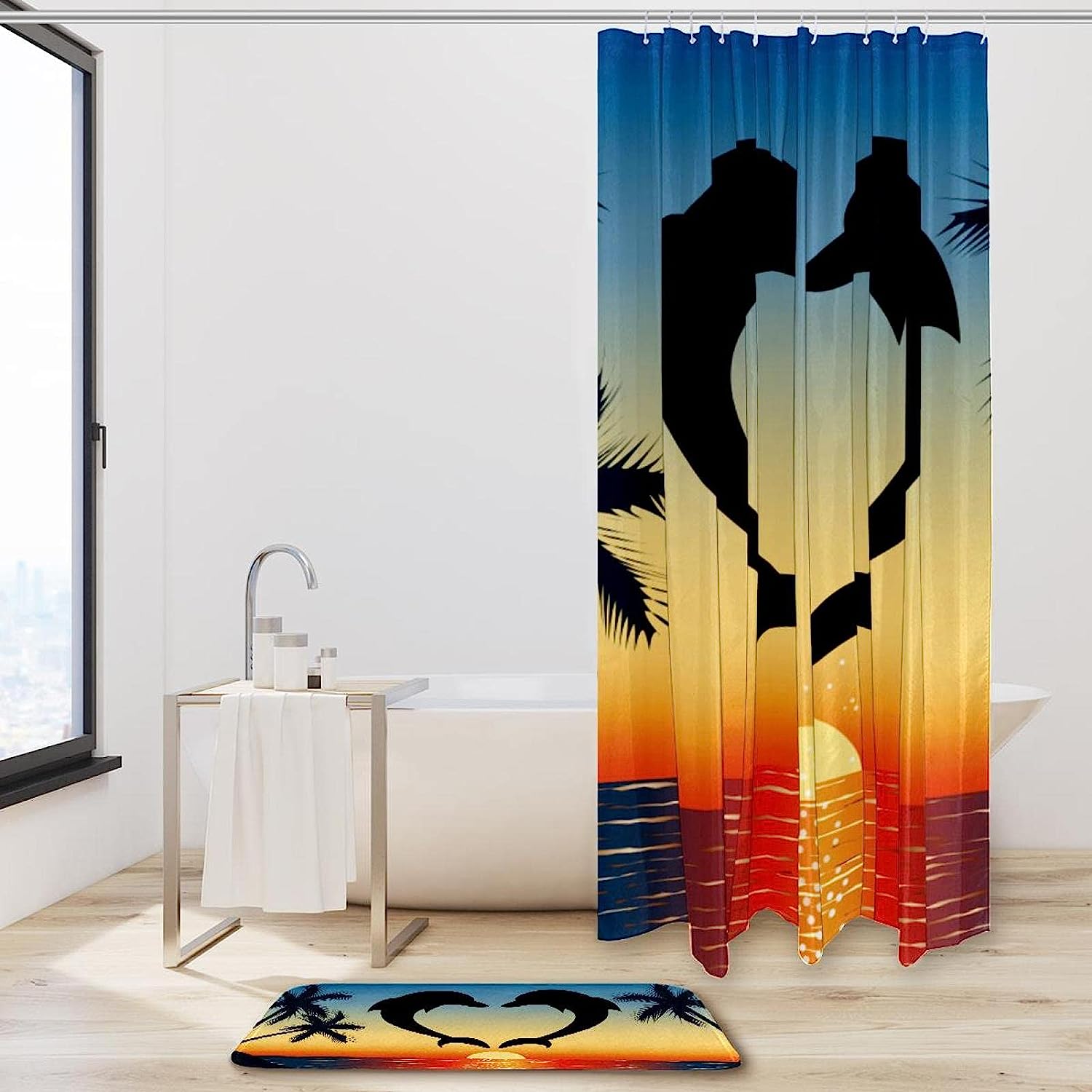 Dolphin Animal Bathroom Shower Curtain for Marine Life Enthusiasts