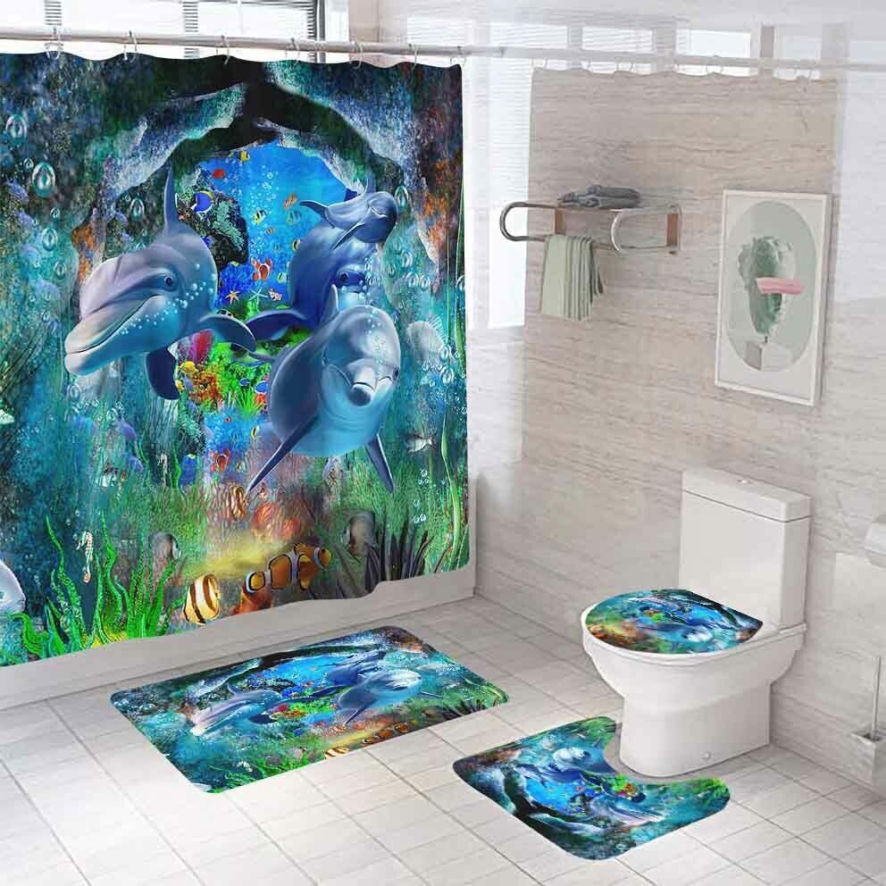 Dolphin Bathroom Shower Curtain Print