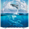 Dolphin Cloud Shower Curtain Blue Sea Animal Print Waterproof Fabric Bathroom Decor