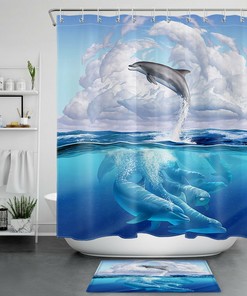 Dolphin Cloud Shower Curtain - Ocean Abstract Bathroom Accessory