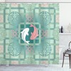 Dolphin Couple Asian Print Japanese Shower Curtain for Bathroom Decor