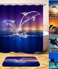 Dolphin Fabric Shower Curtain - Waterproof for Bathroom Decor