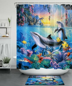 Dolphin Fish Shower Curtain - A Perfect Addition To Your Ocean-Themed Bathroom Decorr