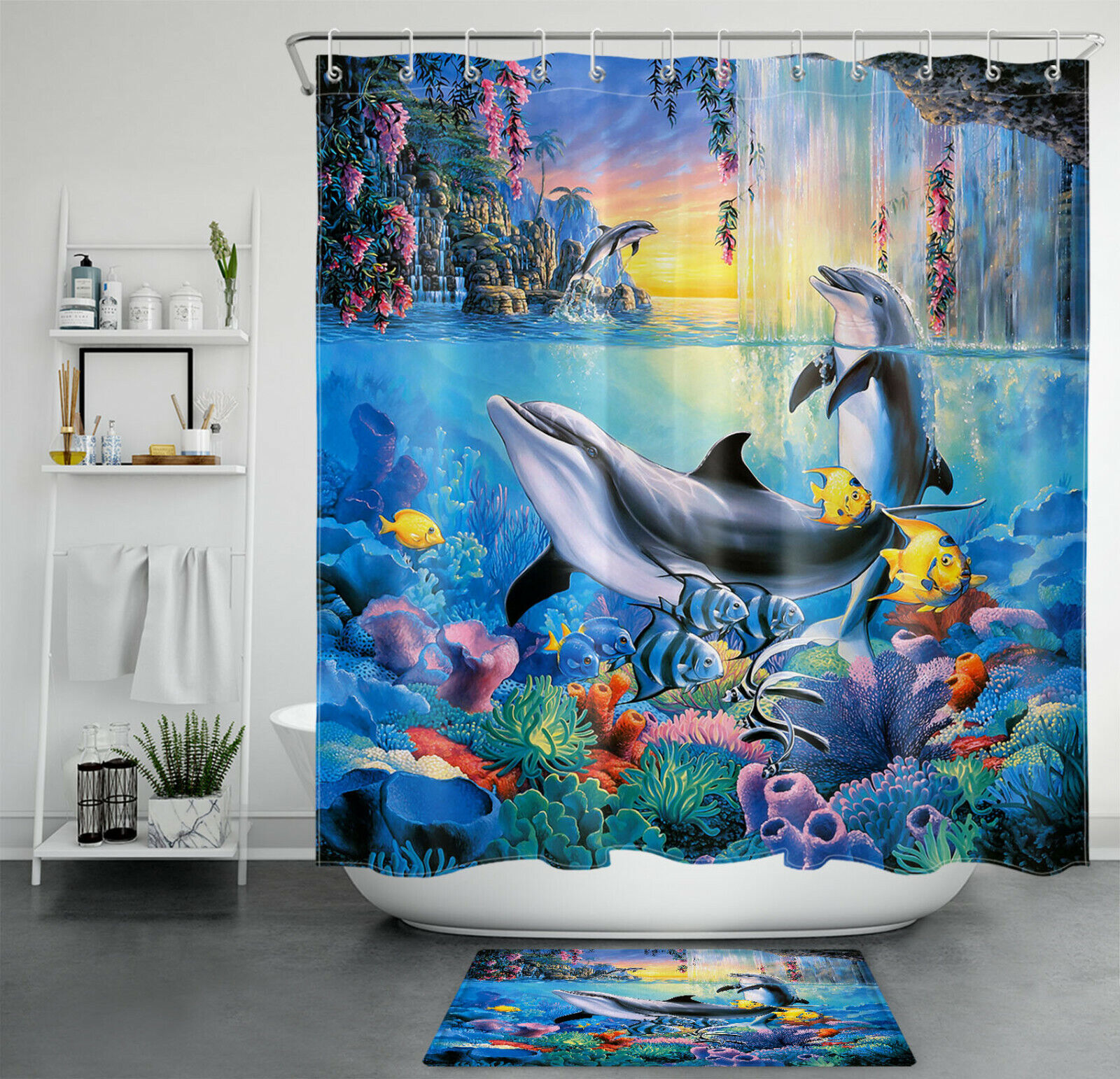 Dolphin Fish Shower Curtain - A Perfect Addition To Your Ocean-Themed Bathroom Decorr