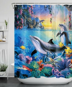 Dolphin Fish Shower Curtain - A Perfect Addition To Your Ocean-Themed Bathroom Decorr