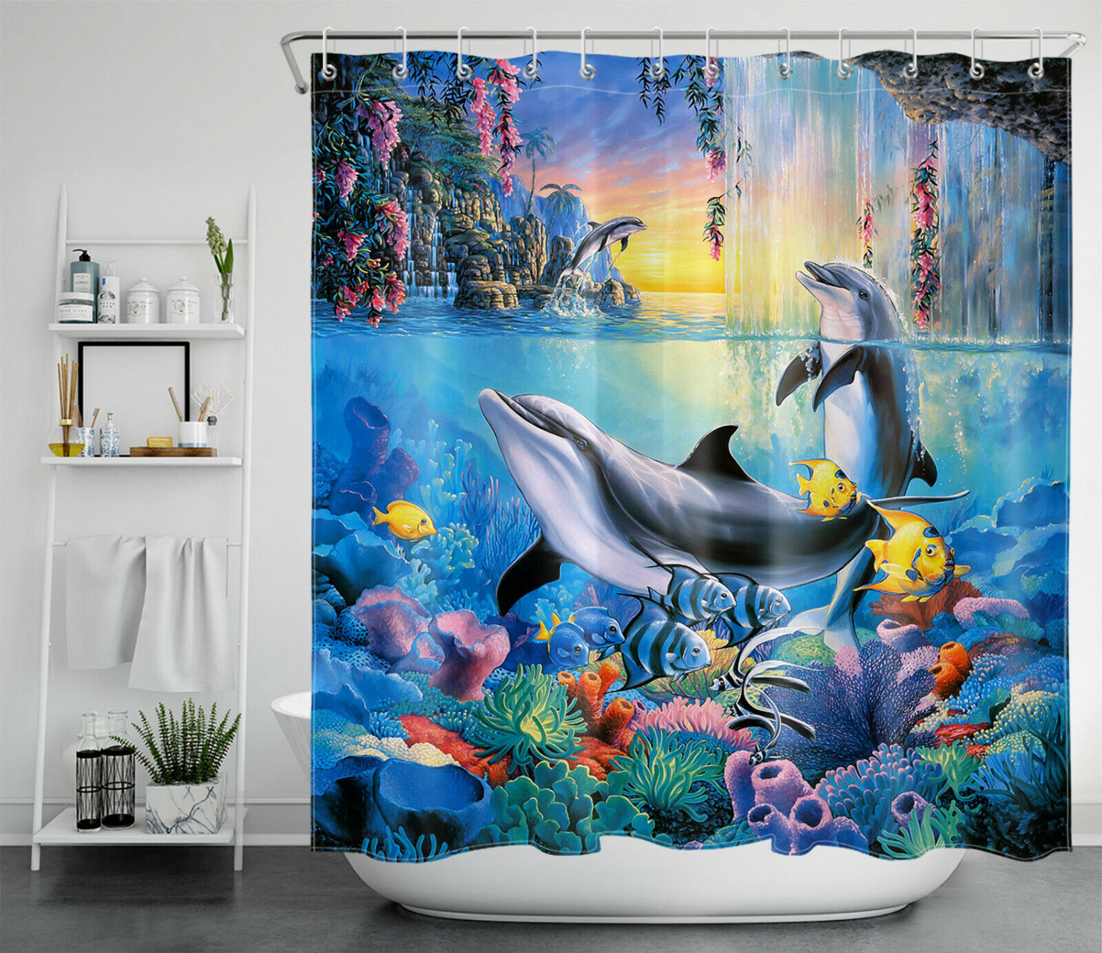 Dolphin Fish Shower Curtain - A Perfect Addition To Your Ocean-Themed Bathroom Decorr