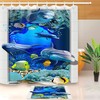 Dolphin Fish Underwater Bubbles Shower Curtain with Matching Bathroom Mat