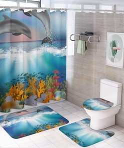 Dolphin Jump Shower Curtain for Bathroom - Waterproof Shower Curtains for Fun and Playful Kids Bathroom
