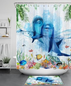 Dolphin Ocean Animal Printed Shower Curtain - Perfect for Your Underwater Oasis 