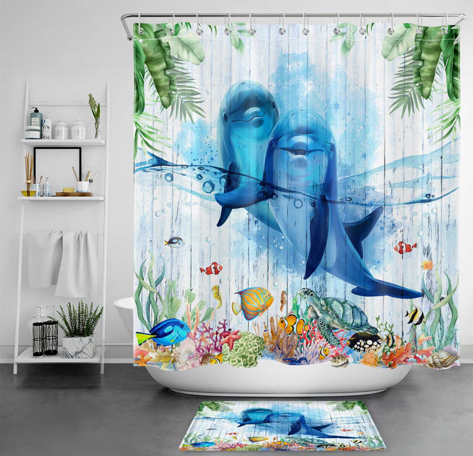 Dolphin Ocean Animal Printed Shower Curtain - Perfect for Your Underwater Oasis