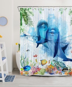 Dolphin Ocean Animal Printed Shower Curtain - Perfect for Your Underwater Oasis