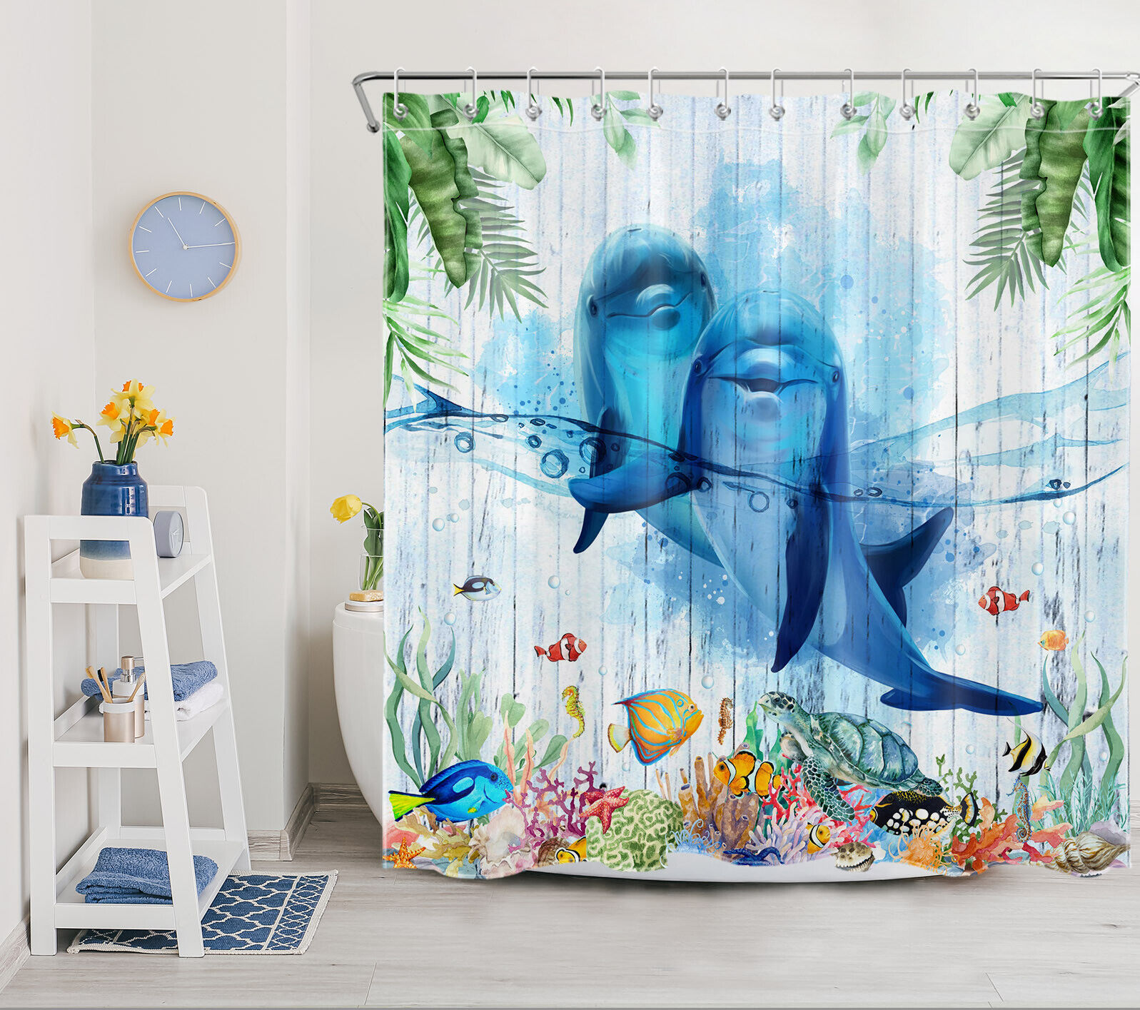Dolphin Ocean Animal Printed Shower Curtain - Perfect for Your Underwater Oasis