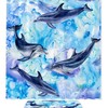 Dolphin Pattern Blue Shower Curtain Fabric for Sea Lovers Bathroom Decoration