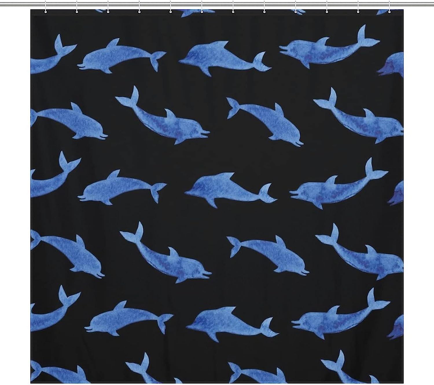 Dolphin Pattern Shower Curtain With Waterproof Bath Curtains