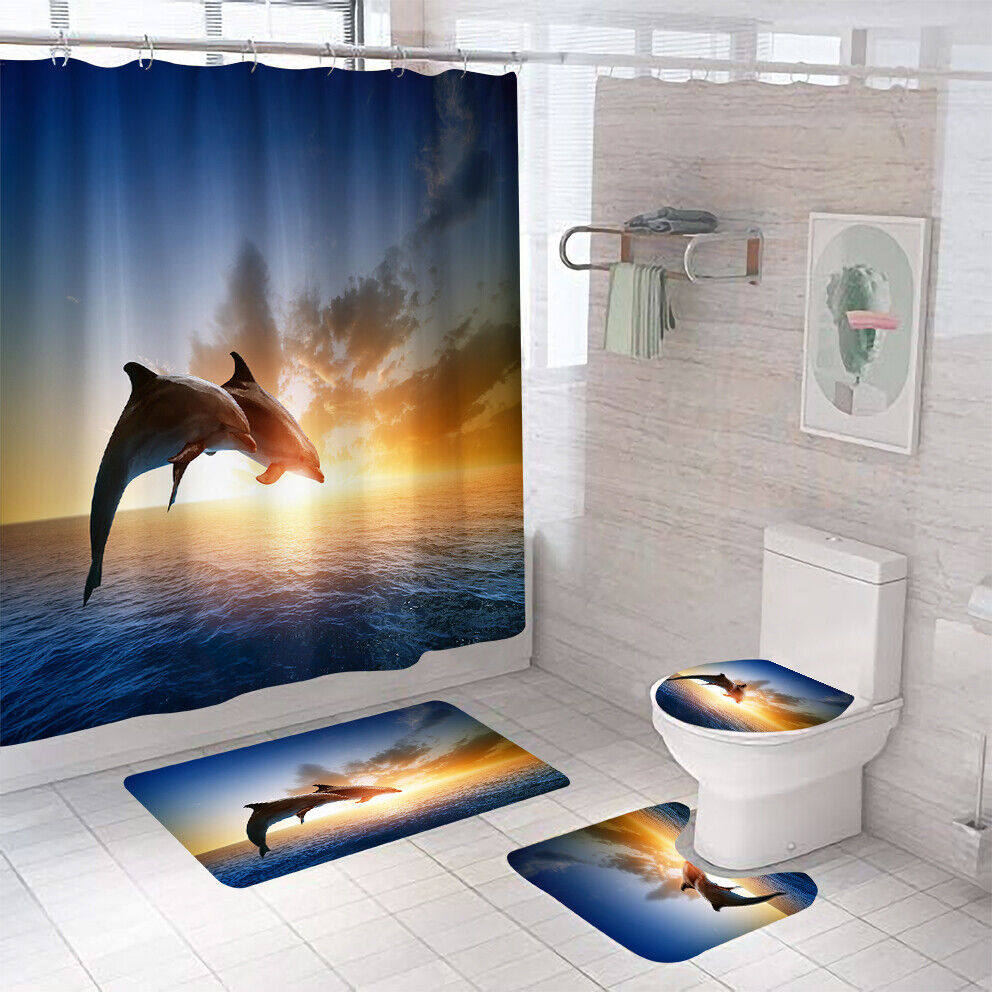 Dolphin Print Shower Curtain Bathroom Cover for a Nautical and Charming Bathroom Decor