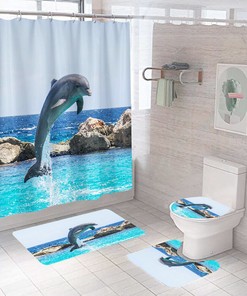Dolphin Print Shower Curtain Set for a Nautical and Charming Bathroom Decor