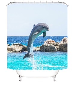 Dolphin Print Shower Curtain Set for a Nautical and Charming Bathroom Decor