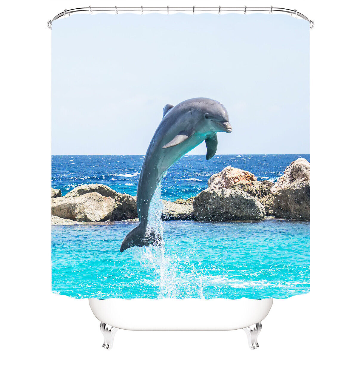 Dolphin Print Shower Curtain Set for a Nautical and Charming Bathroom Decor