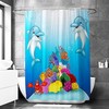 Dolphin Print Shower Curtain, Waterproof Bathroom Decor, Riverbend Designs 