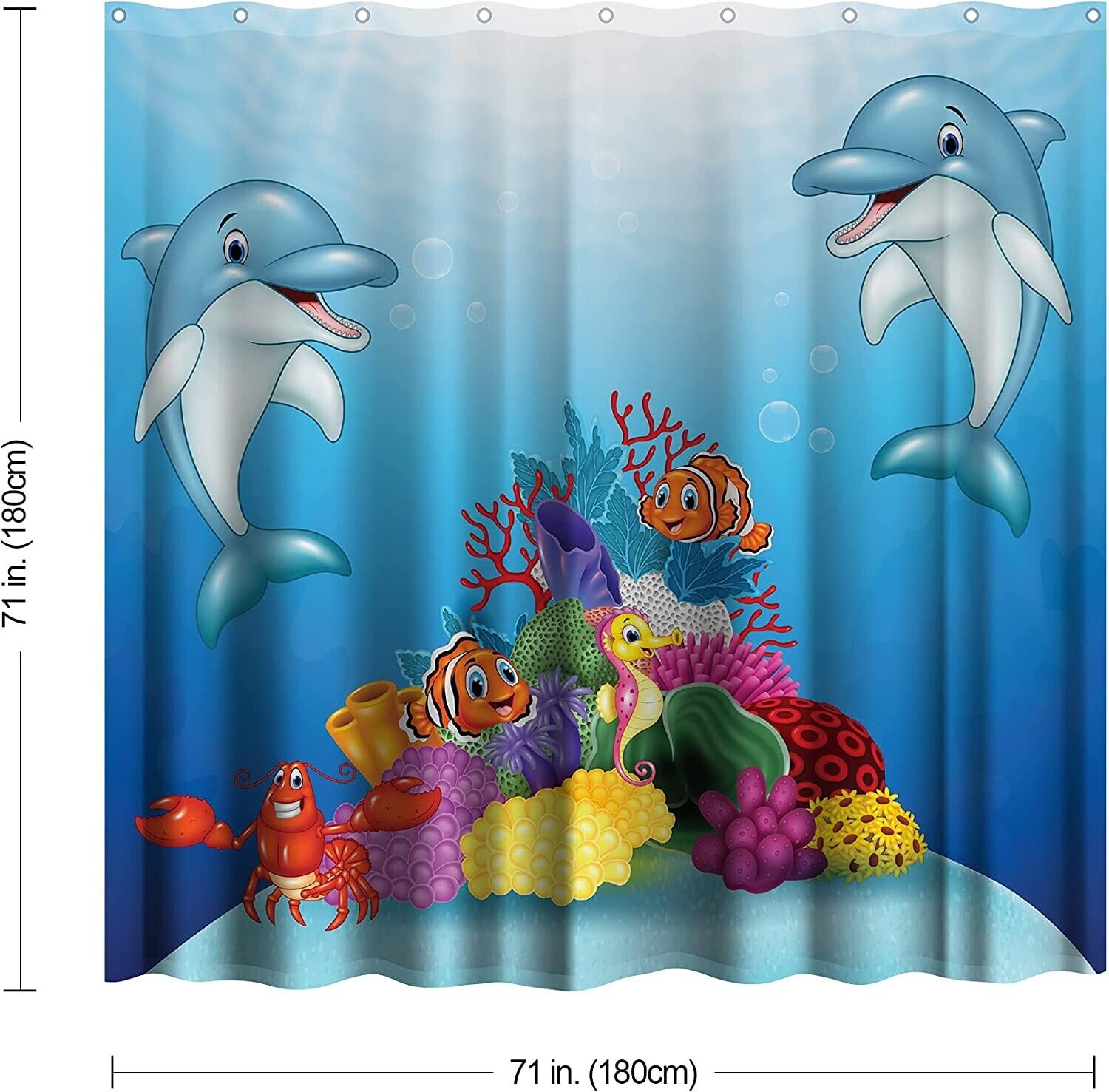 Dolphin Print Shower Curtain, Waterproof Bathroom Decor, Riverbend Designs