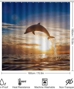 Dolphin Sea Adventure Shower Curtain, Waterproof Bathroom Decor by Vantaso