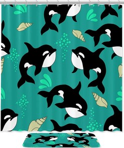 Dolphin Sea Animal Restroom Shower Curtain For A Beachy And Coastal Bathroom