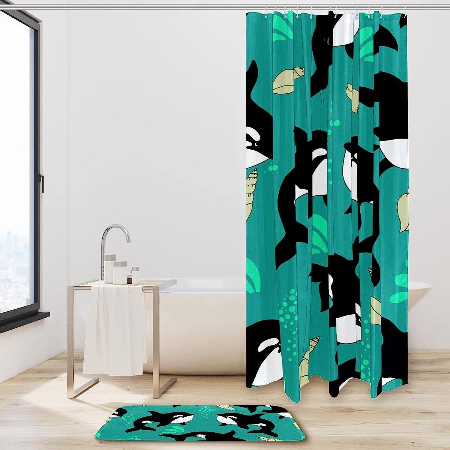 Dolphin Sea Animal Restroom Shower Curtain For A Beachy And Coastal Bathroom - Image 2