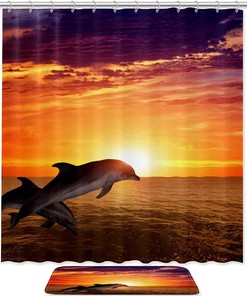 Dolphin Sea Ocean Scenic Shower Curtain for Your Bathroom