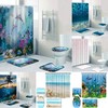 Dolphin Sea Shell Shower Curtain with Ocean Theme - Bath Pedestal for Bathroom Decor