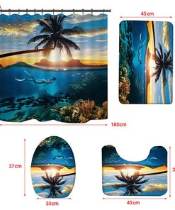 Dolphin Sea Shell Shower Curtain with Ocean Theme - Bath Pedestal for Bathroom Decor