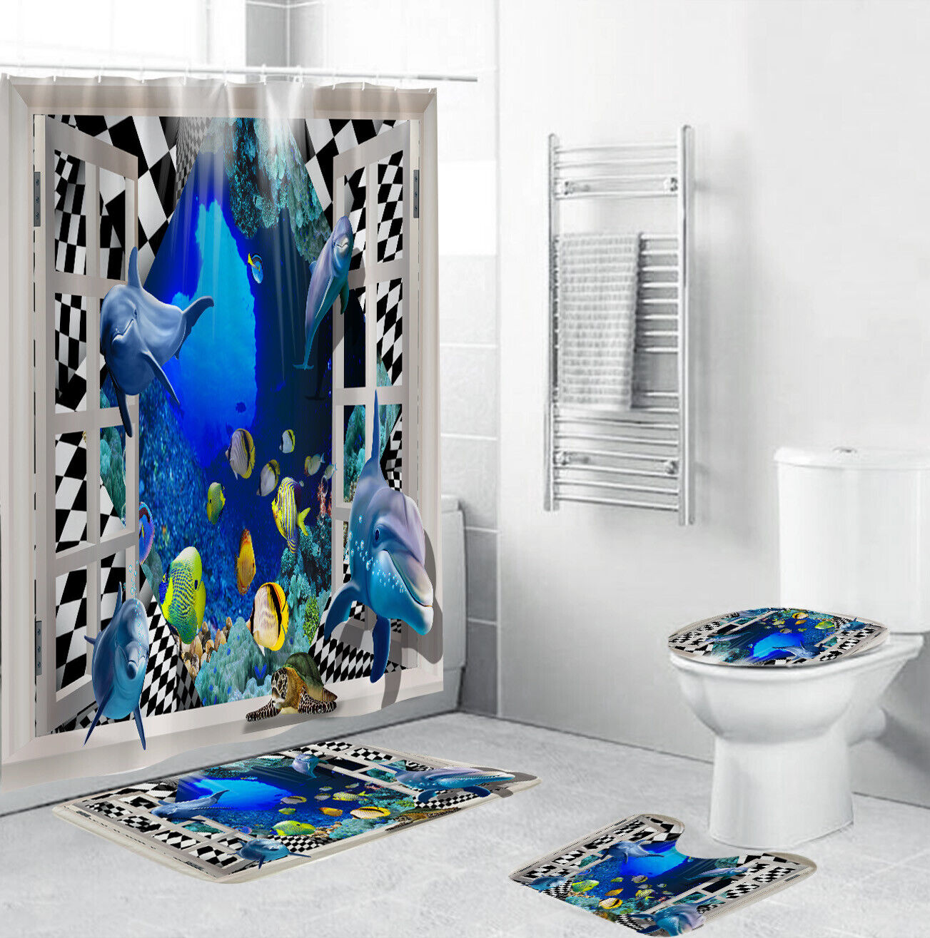 Dolphin Shower Curtain Set