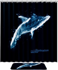 Dolphin Shower Curtain - Waterproof and Starlight Theme 