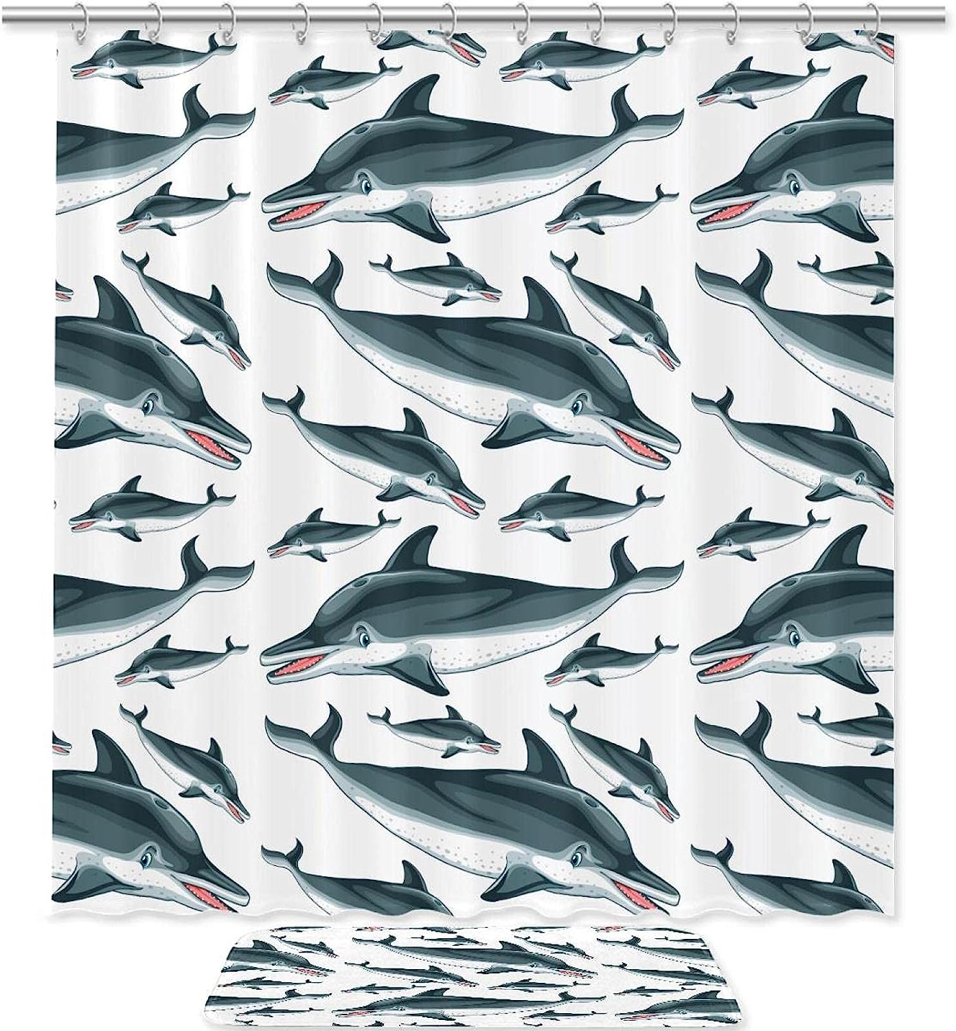 Dolphin Shower Curtain With Waterproof Fabric