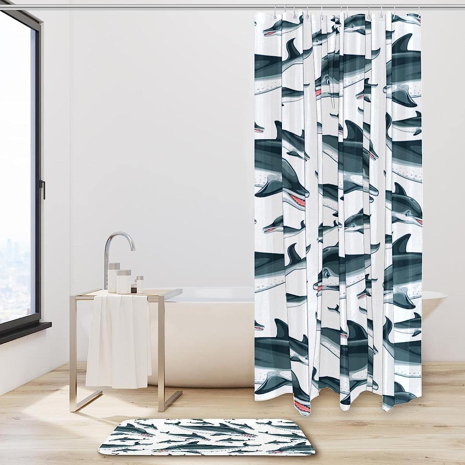 Dolphin Shower Curtain With Waterproof Fabric - Image 2
