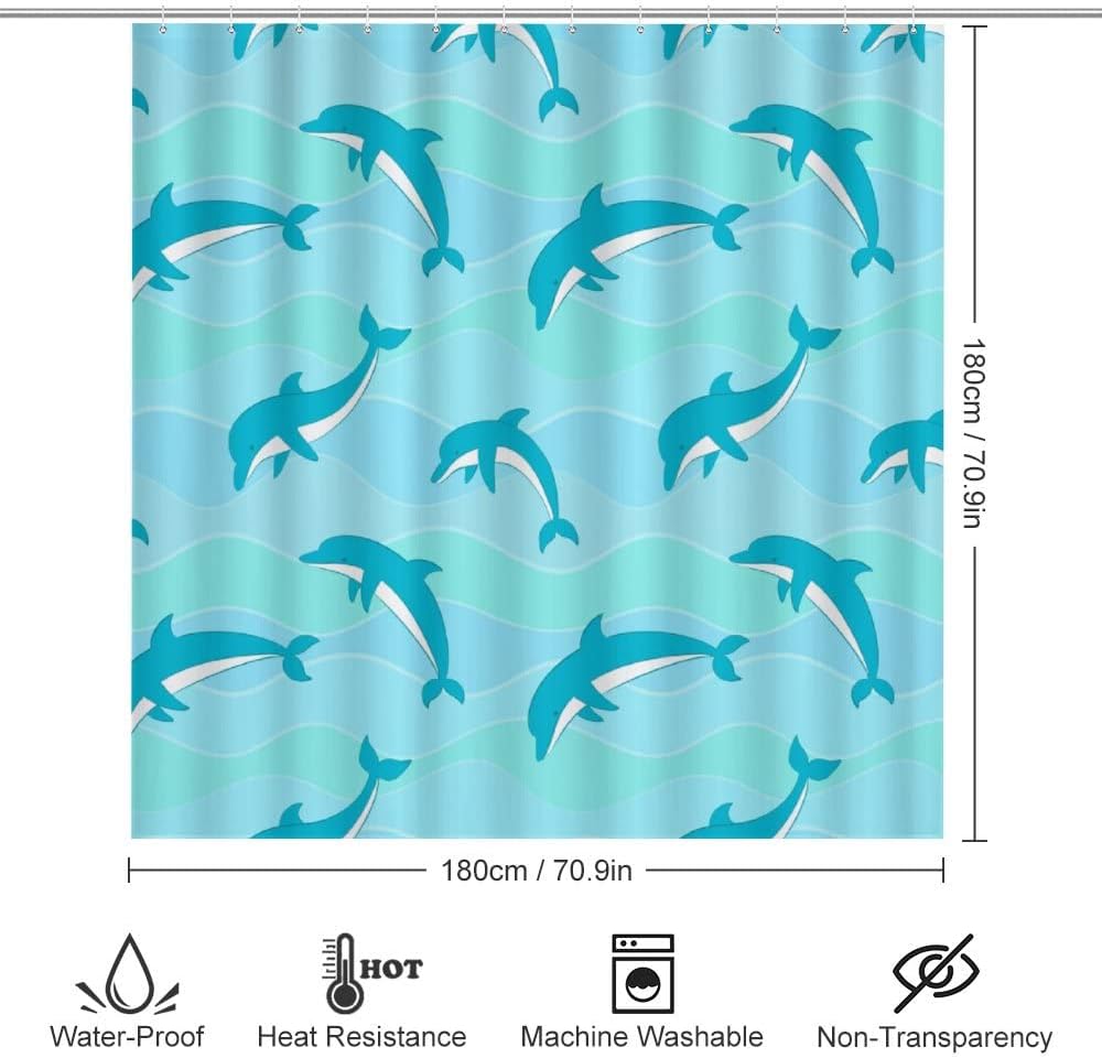Dolphin Shower Curtain for Bathroom - Elegant Shower Curtains Decor Ideas for Nature Lovers