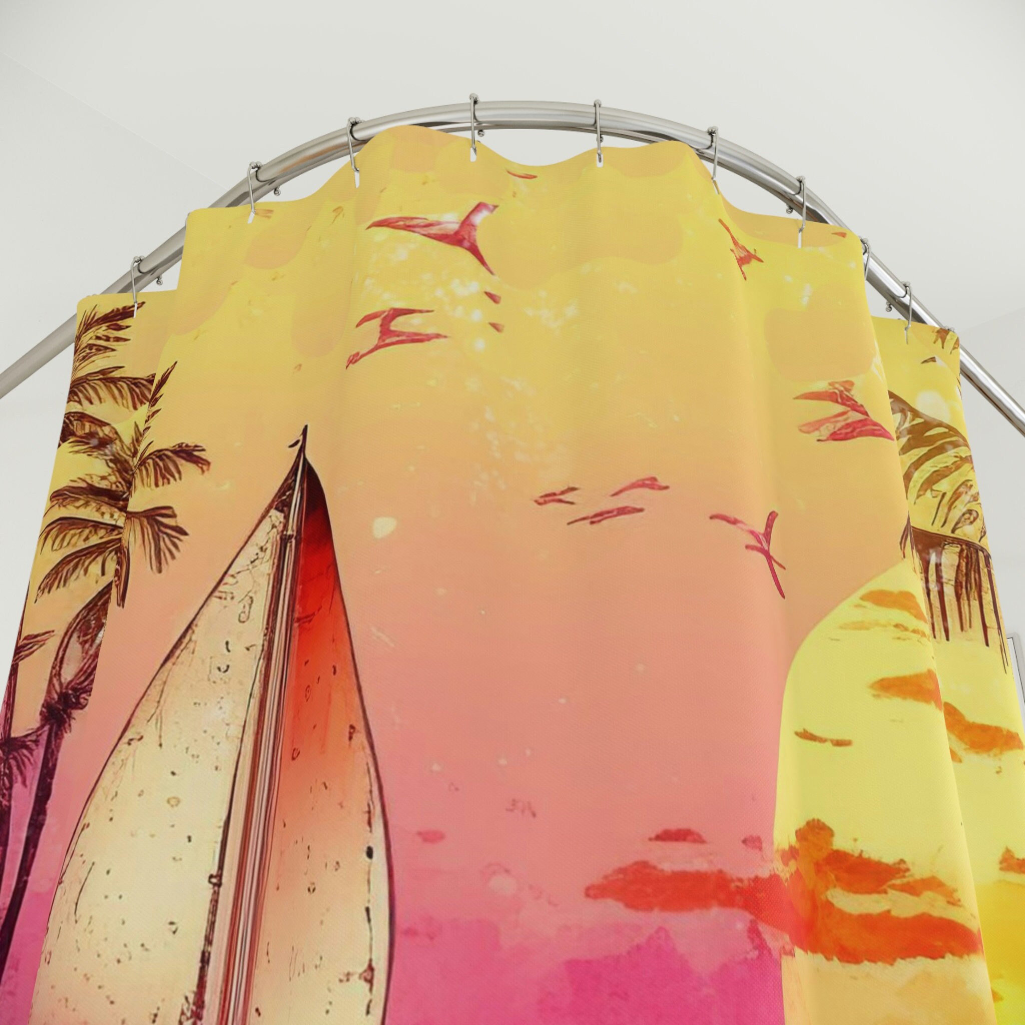 Dolphin Sunset Beach Shower Curtain For A Beach Lover'S Bathroom - Image 3