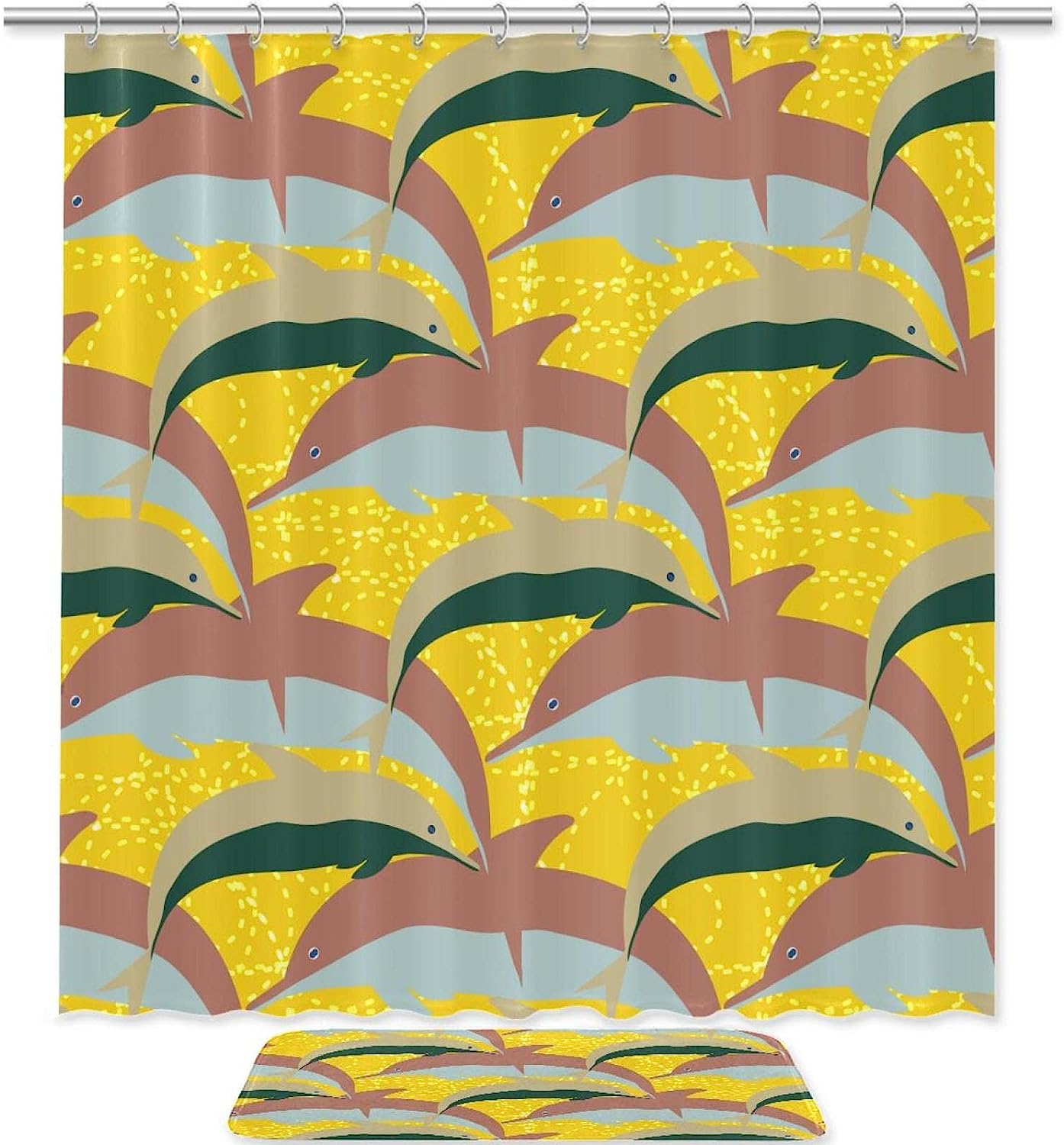 Dolphin Under Water Waterproof Shower Curtain For Bathroom Decors